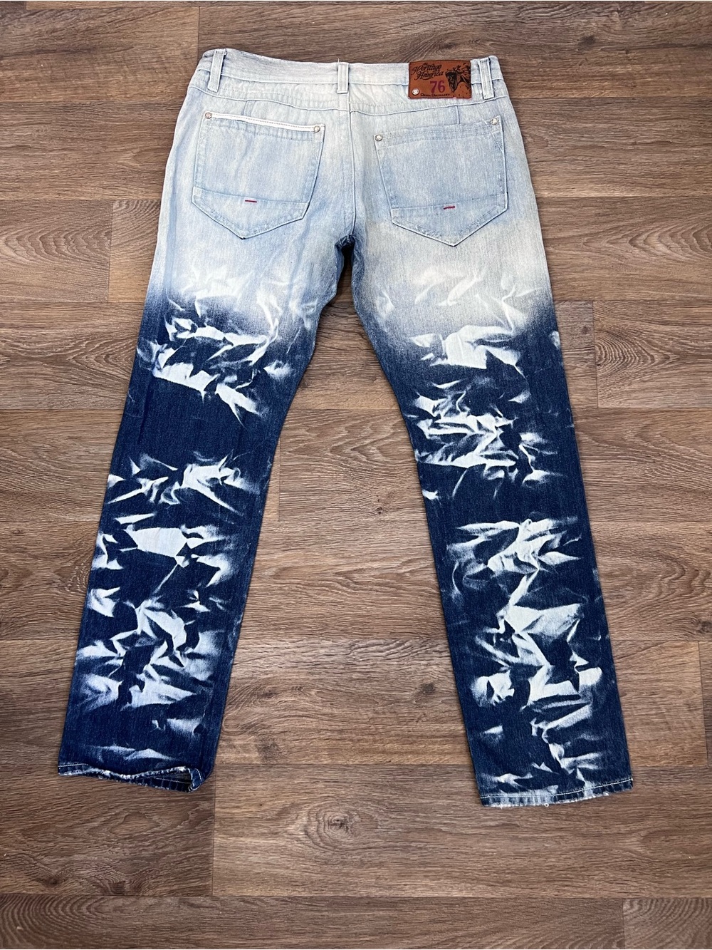 Men's Straight Fit Two-Tone Washed Jeans - Blue/A530